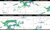 NEXRAD radar composite showing showers and storms across the Red River drive-in corridors on October 20, 2026.